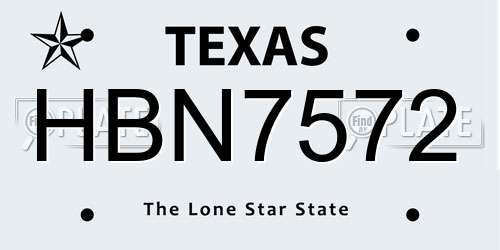 HBN7572 Texas License Plate