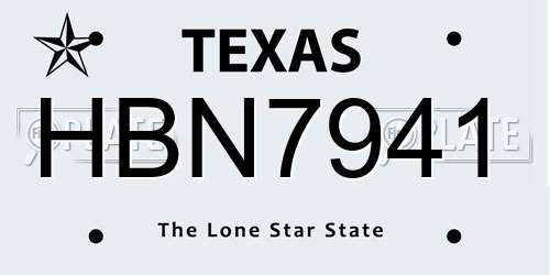 HBN7941 Texas License Plate
