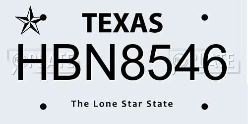 HBN8546 Texas License Plate
