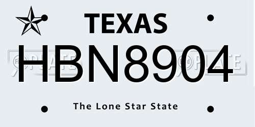 HBN8904 Texas License Plate