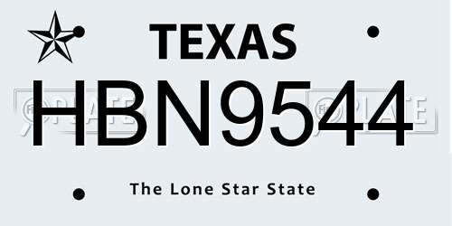 HBN9544 Texas License Plate