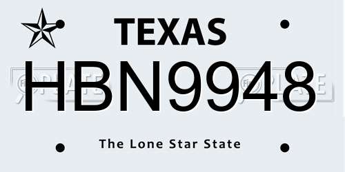 HBN9948 Texas License Plate