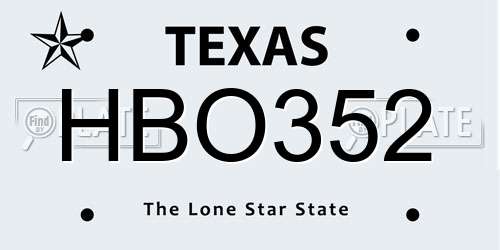 HBO352 Texas License Plate