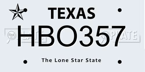 HBO357 Texas License Plate