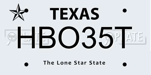 HBO35T Texas License Plate