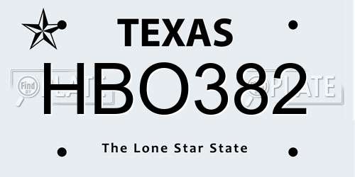 HBO382 Texas License Plate