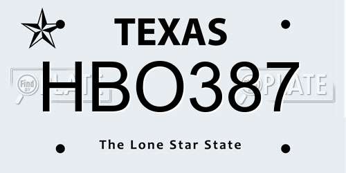 HBO387 Texas License Plate