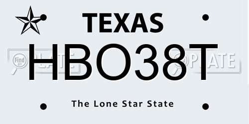 HBO38T Texas License Plate