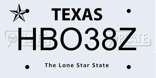 HBO38Z Texas License Plate