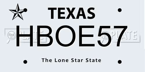 HBOE57 Texas License Plate