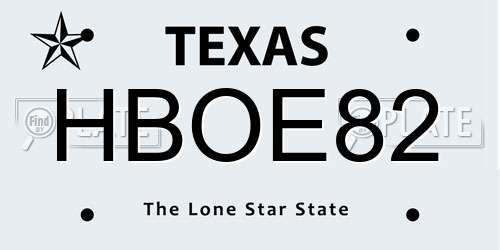 HBOE82 Texas License Plate