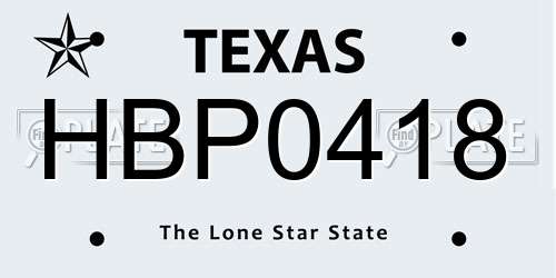 HBP0418 Texas License Plate