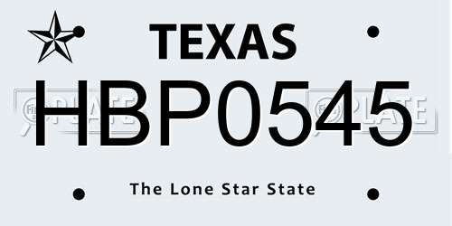 HBP0545 Texas License Plate