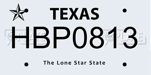 HBP0813 Texas License Plate