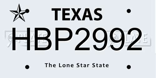HBP2992 Texas License Plate