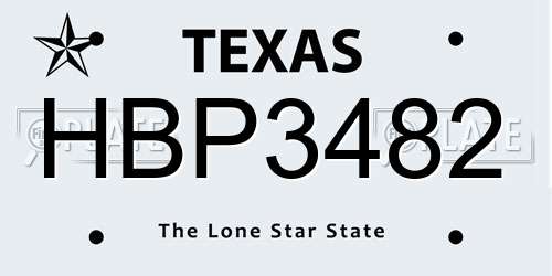 HBP3482 Texas License Plate