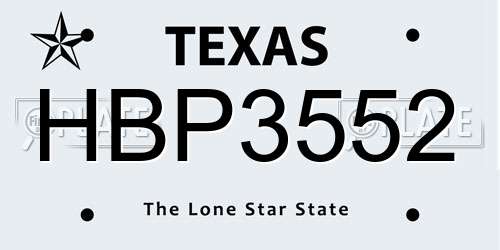 HBP3552 Texas License Plate