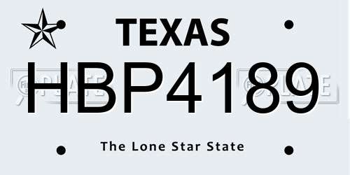 HBP4189 Texas License Plate