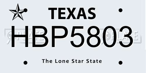 HBP5803 Texas License Plate