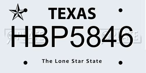 HBP5846 Texas License Plate