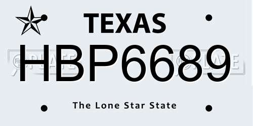 HBP6689 Texas License Plate