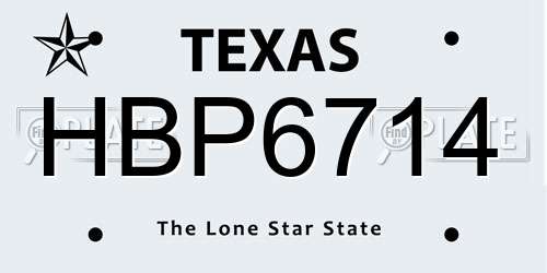 HBP6714 Texas License Plate