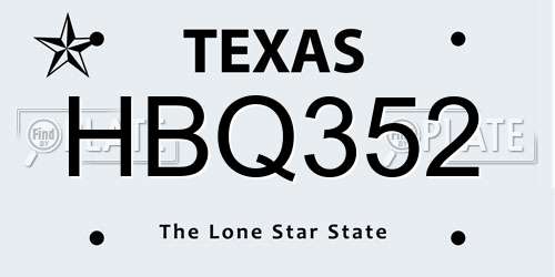 HBQ352 Texas License Plate