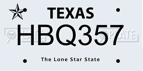 HBQ357 Texas License Plate