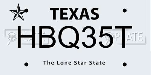 HBQ35T Texas License Plate
