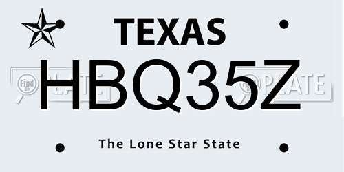 HBQ35Z Texas License Plate
