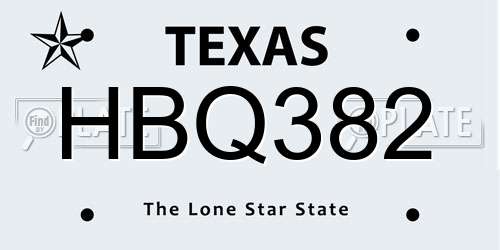 HBQ382 Texas License Plate