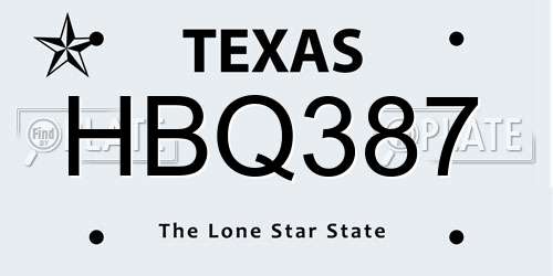 HBQ387 Texas License Plate