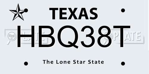 HBQ38T Texas License Plate