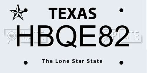 HBQE82 Texas License Plate