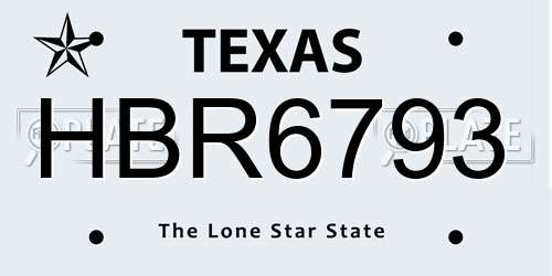 HBR6793 Texas License Plate