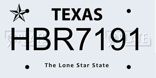 HBR7191 Texas License Plate
