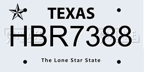 HBR7388 Texas License Plate