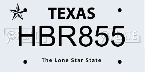 HBR855 Texas License Plate