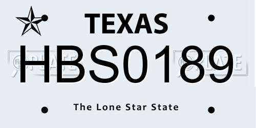 HBS0189 Texas License Plate