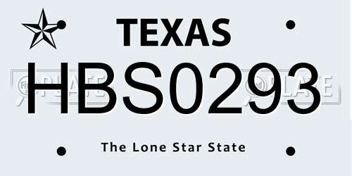 HBS0293 Texas License Plate