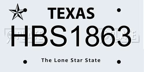 HBS1863 Texas License Plate