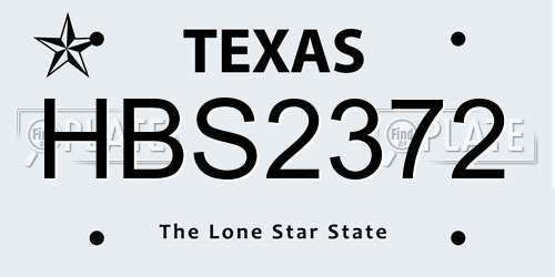 HBS2372 Texas License Plate