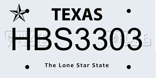 HBS3303 Texas License Plate