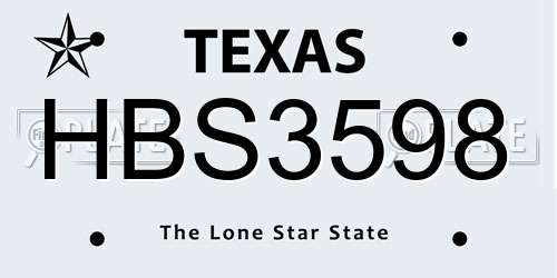 HBS3598 Texas License Plate