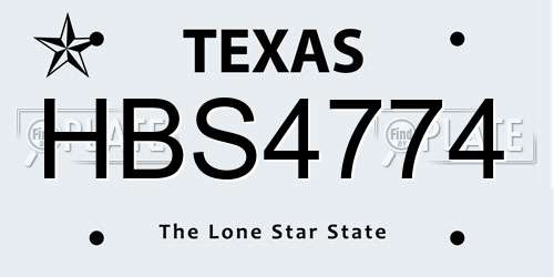 HBS4774 Texas License Plate