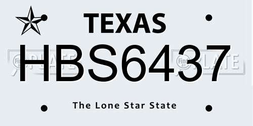 HBS6437 Texas License Plate