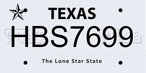 HBS7699 Texas License Plate