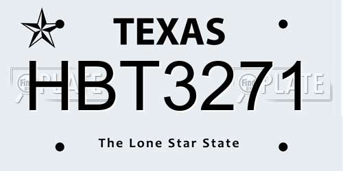HBT3271 Texas License Plate