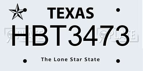 HBT3473 Texas License Plate
