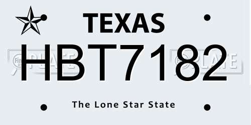 HBT7182 Texas License Plate